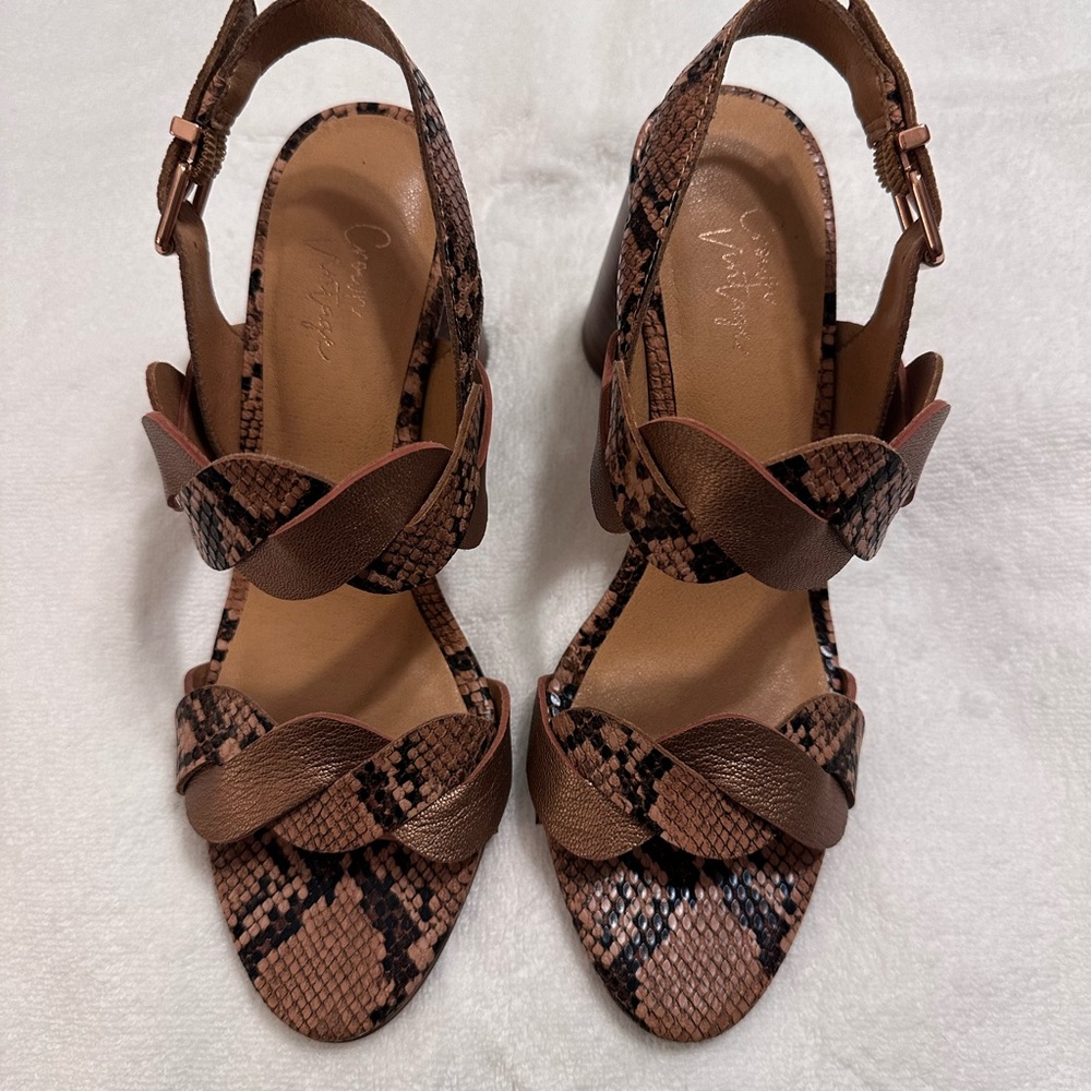 Crown Vintage Tan Snakeskin Sandals